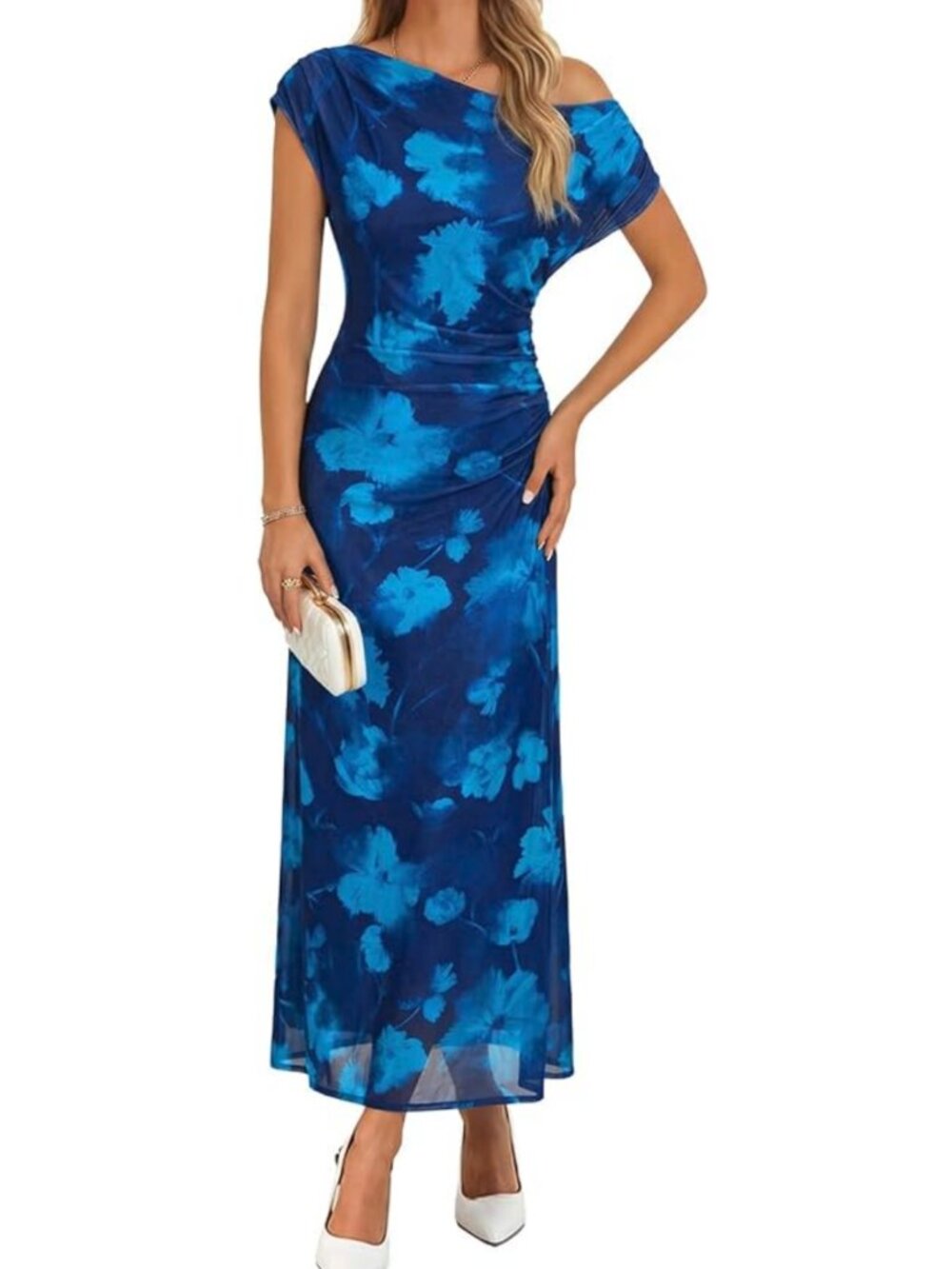 Floral Off-the-Shoulder Bodycon Maxi Dress